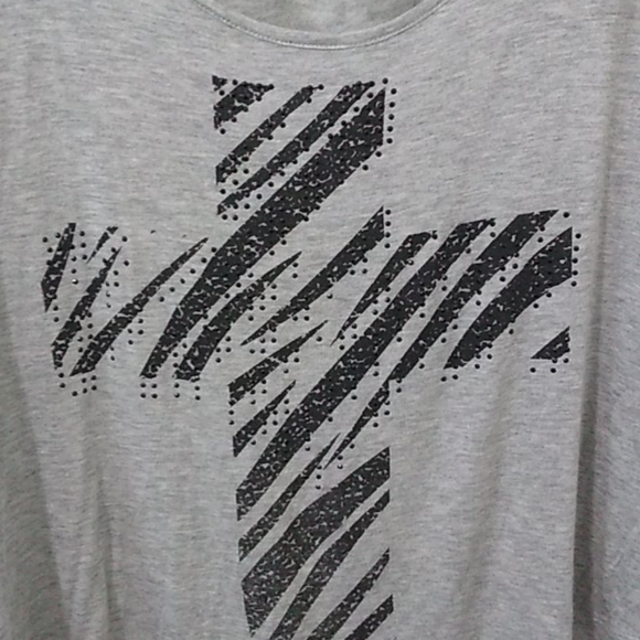 ✝ Gray Black Cross Graphic Tee - Picture 3 of 3